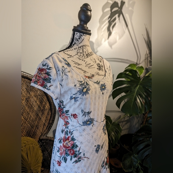 Vintage Algo Women's Sheer White Floral Maxi Dress Size S - Picture 3 of 8